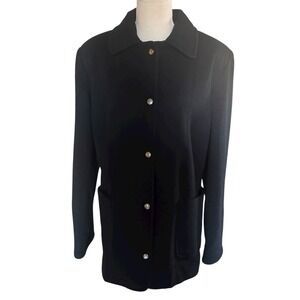 Jason Kole Black Wool Jacket Blazer Large USA Made Snap Button Lined